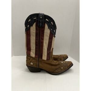 Laredo Keyes Stars Stripes USA Cowboy Western Boots Snip Toe Patriotic Women 11